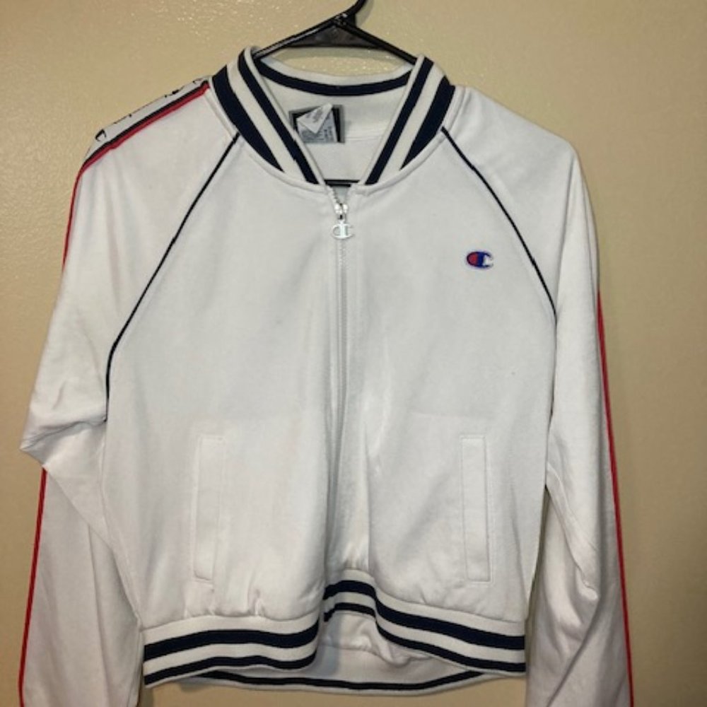 Champion Womens Track Jacket;  Size: Small; Red, White, Blue